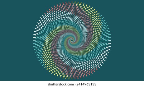 Abstract spiral dotted vortex style round background.
