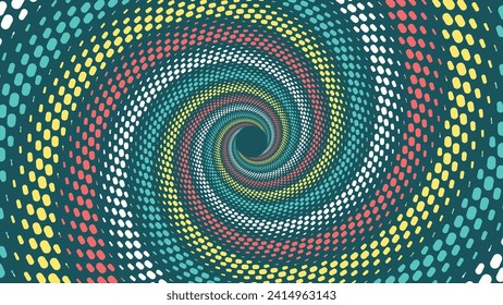 Resumen espiral de fondo redondeado estilo vórtice con puntos.
