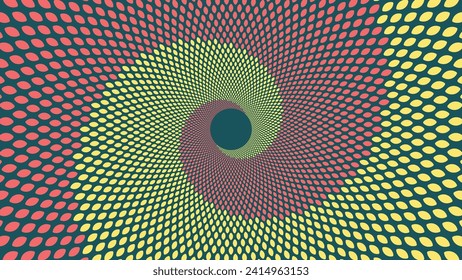 Abstract spiral dotted vortex style round background.