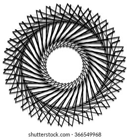 Abstract spiral element. Editable monochrome vector graphic