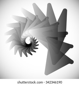 Abstract spiral element with rotated shapes. Vector art.