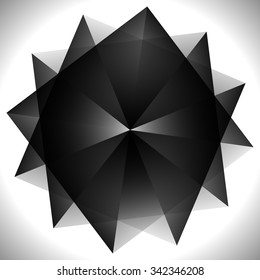 Abstract spiral element with rotated shapes. Vector art.