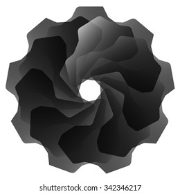 Abstract spiral element with rotated shapes. Vector art.