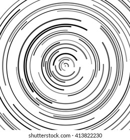 Abstract spiral element. Swirl, twirl, rotating shape. Black and white vector illustration.