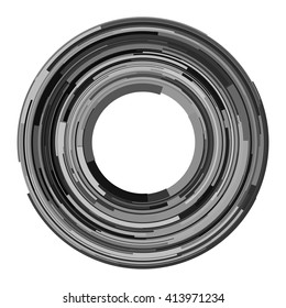 Abstract spiral element. Swirl, twirl, rotating shape. Black and white vector illustration.
