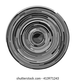 Abstract spiral element. Swirl, twirl, rotating shape. Black and white vector illustration.