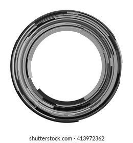 Abstract spiral element. Swirl, twirl, rotating shape. Black and white vector illustration background.