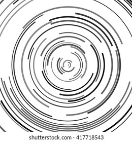 Abstract spiral element. Swirl, twirl, rotating shape. Black and white vector illustration.