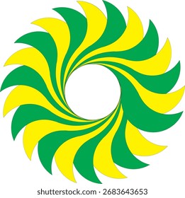 Abstract Spiral Flower Pattern – Green and Yellow Radial Petal Design