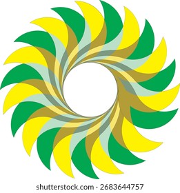 Padrão de flor espiral abstrato - Design de pétalas radiais multicoloridas em verde e amarelo