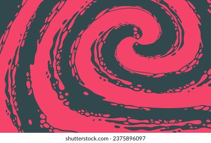 An abstract spiral flowing inkscape vector design in bright magenta and deep teal