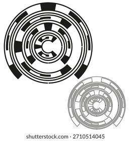 Abstract spiral form. Concentric circle graphic. Dynamic Vector element. Technological rotation shape. EPS 10.