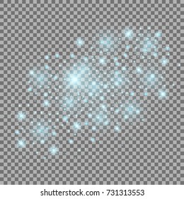 Abstract spiral galaxy, outer space, isolated on transparent background, sparkling dust, aqua color