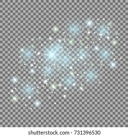 Abstract spiral galaxy, outer space, isolated on transparent background, sparkling dust, aqua and green colors