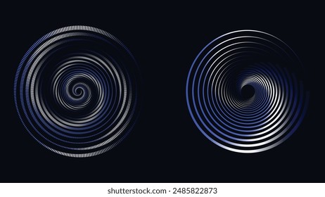 Abstract spiral gradient wavy dark blue background.