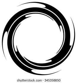 Abstract spiral graphics in black and white.