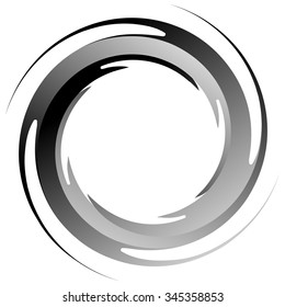 Abstract spiral graphics in black and white.