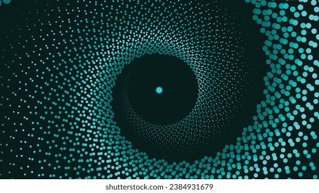 Abstract spiral green color gradient background  in dark green.