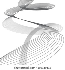 Abstract spiral, grey waves on white background,  line design, vector file