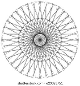 Abstract spiral, guilloche-like circular pattern. Outline spiral motif, mandala