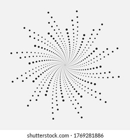 Abstract spiral halftone background. Concentric radial background. Spiral halftone design element for multipurpose use.