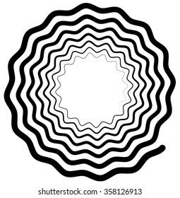 Abstract spiral, helix or volute with wavy - zigzag effect.