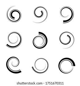 Abstract spiral icons. Design elements set. Vector art.