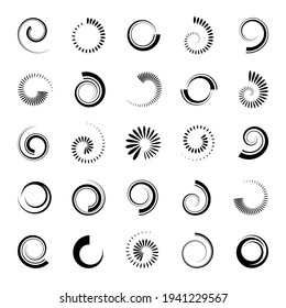 Iconos de espiral abstracta. Conjunto de elementos de diseño. Arte vectorial.