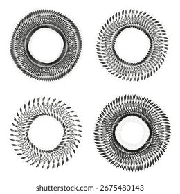 Abstractas iconos de espiral. Vector arte de línea. Círculo concéntrico ilustración. Diseño de movimiento geométrico. EPS 10.
