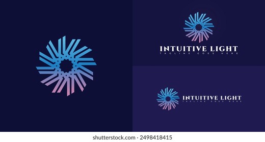 Abstract spiral initial letter IL or LI in pink-blue color isolated on multiple background colors. The logo is suitable for astrology business logo design inspiration templates.