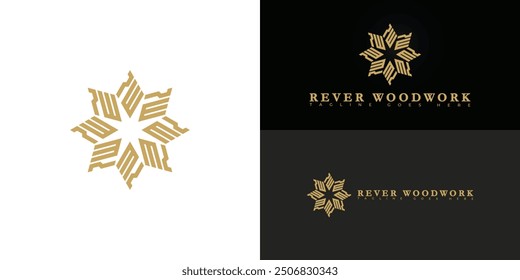 Abstract spiral initial letter RW or WR in gold color isolated on multiple background colors. The logo is suitable for custom cabinetry business logo design inspiration templates.