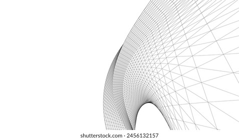 abstract spiral linear geometric shape 3d