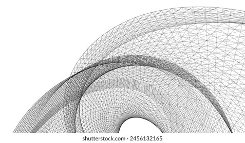 abstract spiral linear geometric shape 3d