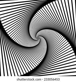Abstract spiral lines black and white vector background