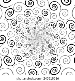 Abstract spiral lines black and white vector background