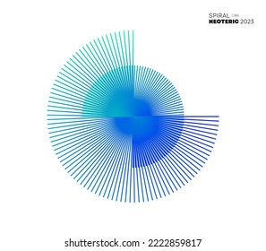 Líneas espirales abstractas con un estilo de círculo aislado en fondo blanco para tecnología o marca digital. Vector, 2022-2023