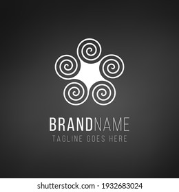 abstract spiral logo Design, spiral five point star symbol. Unity conceptual logo. Stock Vector illustration isolated