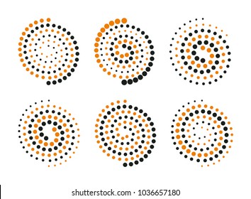 Abstract spiral logo set. Vector swirl logotype collection. Vortex shapes induction symbol 