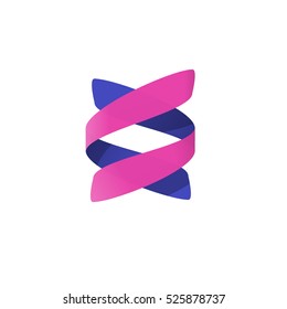 Abstract spiral logo vector element isolated, concept of bio technology logotype, dna helix, medical science symbol, modern creative ribbon brand design on white background  