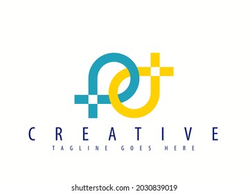 Abstract spiral logotype. wave circle logo symbol. Vector icon in yellow and turquoise