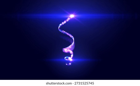 Espiral Abstractas de partículas luminosas y rastros de luz sobre fondo de Vector oscuro, que simboliza el flujo de datos, la transformación digital, la energía, la inteligencia artificial y el concepto de información de alta velocidad