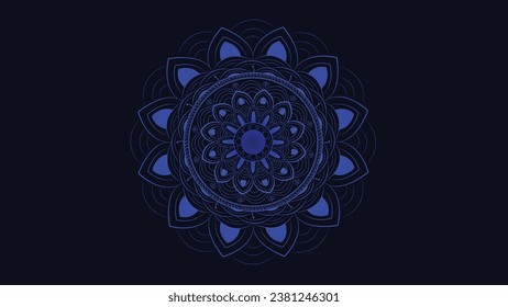 Abstract spiral Mandala in dark background.