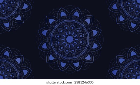 Abstract spiral Mandala in dark background.