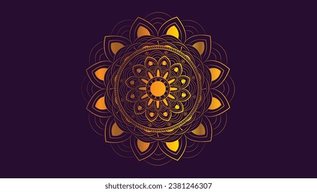 Abstract spiral Mandala in dark background.