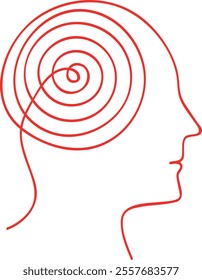 Abstract Spiral Mind Line Art in Red
