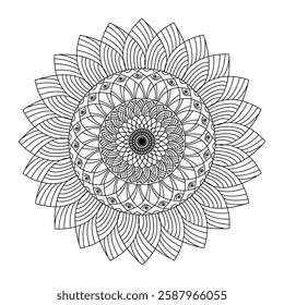 Abstract spiral minimalist mandala in black and white