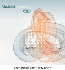 Abstract spiral on isolated on white background illustration from ribbon composition. Orange, gray colors