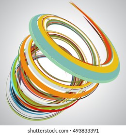 Abstract spiral on white background. Design element for graphic design,  Business presentation, posters. Vector Illustration. Yellow, blue, green, orange colors
