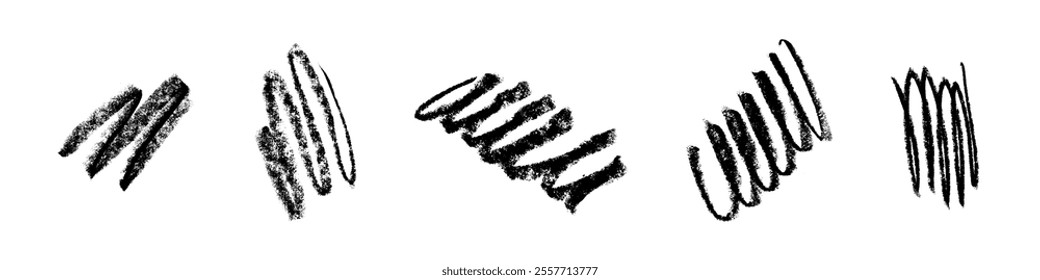 Abstract spiral paint brush strokes grunge texture. Rough lines and shapes stain. Flat vector illustration isolated on white background.