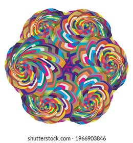 Resumen de elementos de diseño de pintura espiral con franjas. Ilustración del vector